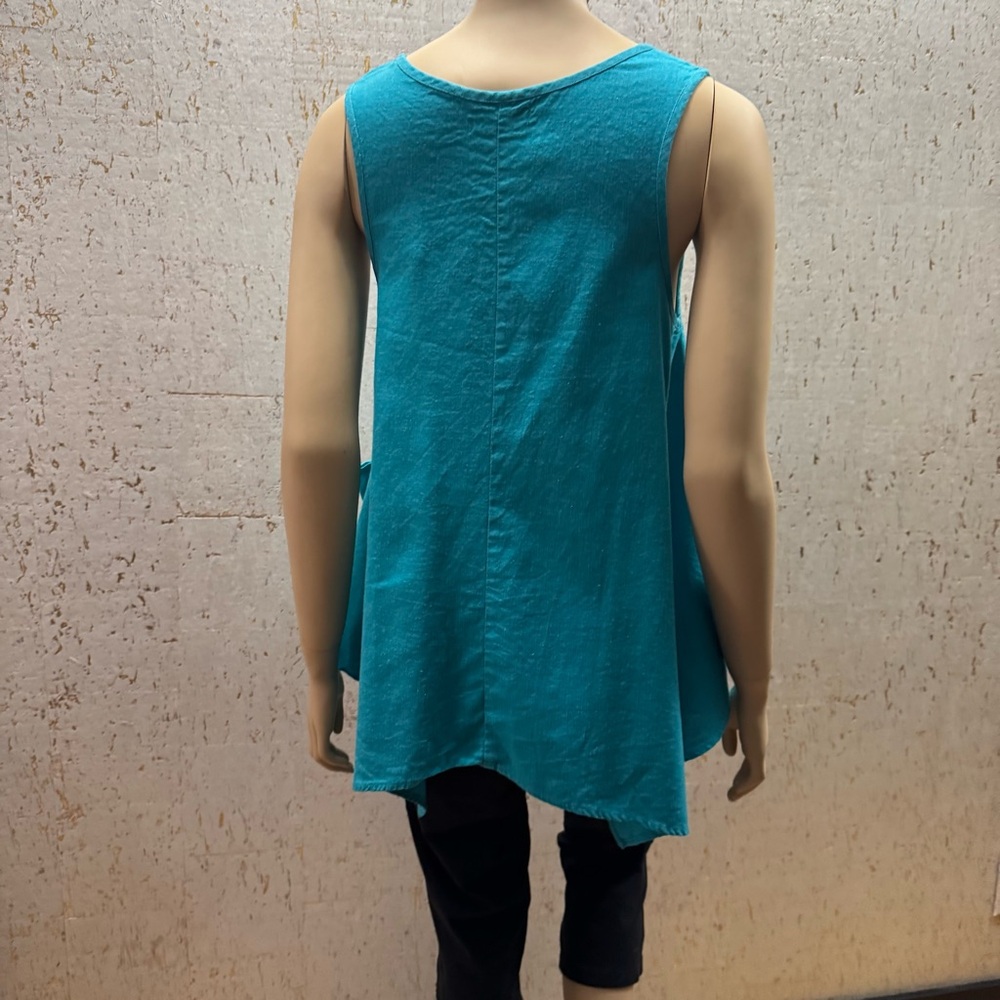 For Cynthia Blue Asymmetrical Oversized Tunic Tank Top Turquoise - Picture 4 of 11